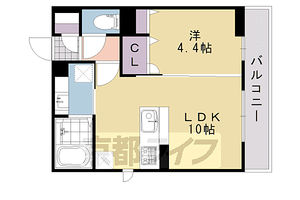 京都府向日市寺戸町(賃貸アパート1LDK・3階・35.30㎡)の写真 その2