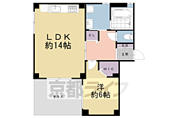 京都市営烏丸線 四条駅 徒歩4分の賃貸マンション 1階1LDKの間取り