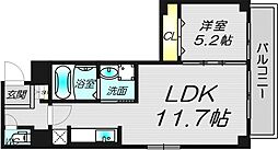 ラフレシール・同心 1LDKの間取図画像