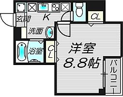 ルミエール深江 1Kの間取図画像