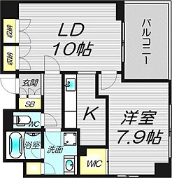 アーデンタワー福島ウエスト 1LDKの間取図画像
