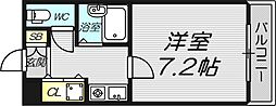 エバースクエア同心 1Kの間取図画像