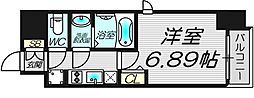 フォーリアライズ難波南レーヴ 1Kの間取図画像