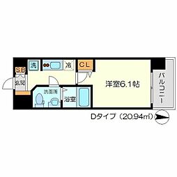 リッツ新大阪 1Kの間取図画像