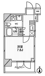 エグゼ難波南6 1Kの間取図画像