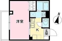 みおつくし城北 2階1Kの間取り