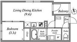 クオッカ都島 1階1LDKの間取り