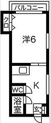 山一大和田ハイツ 1DKの間取図画像