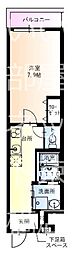 フジパレス城北公園通1番館 1Kの間取図画像
