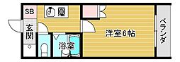 エムロード都島 1Kの間取図画像