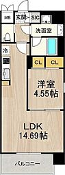 レオングラン本町橋 1LDKの間取図画像