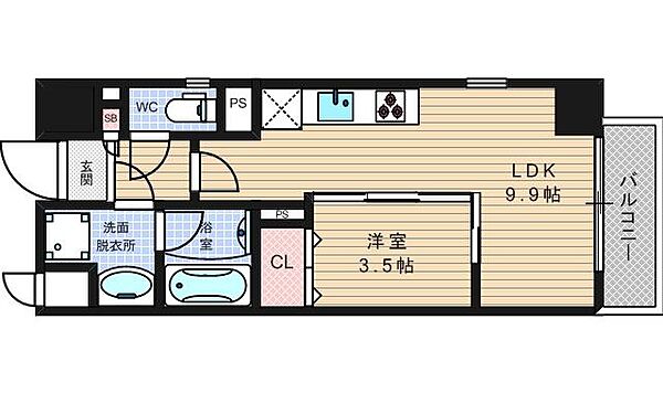 グラース難波イースト 802｜大阪府大阪市浪速区日本橋3丁目(賃貸マンション1LDK・8階・33.40㎡)の写真 その2