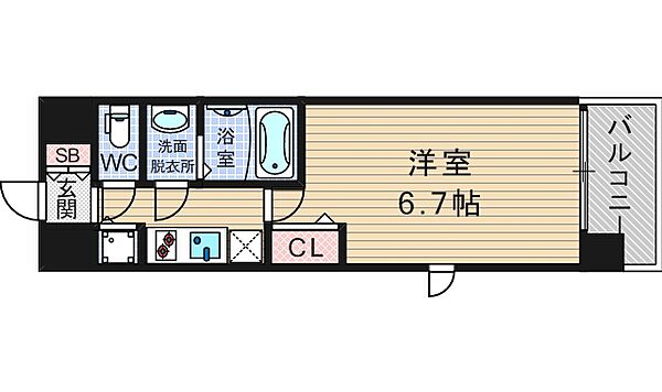 レジュールアッシュウエストレジス 201｜大阪府大阪市西区本田2丁目(賃貸マンション1K・2階・24.43㎡)の写真 その2