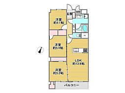 三鷹ナショナルコート 3LDKの間取図画像