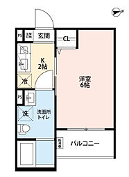 CRASTINE住吉大社 1Kの間取図画像
