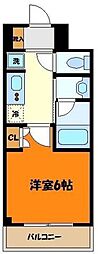 東急東横線 武蔵小杉駅 徒歩6分の賃貸マンション 6階1Kの間取り