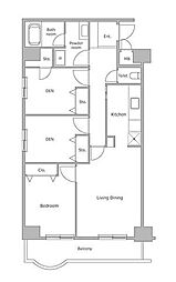 おかめビルホワイトガーデン東田 1SLDKの間取図画像