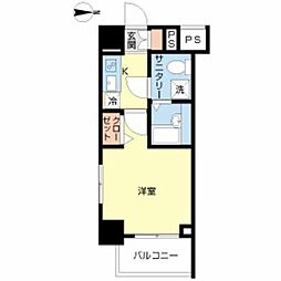 スカイコート川崎西口 1Kの間取図画像