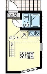 ユナイト日吉カッサーノ ワンルームの間取図画像