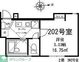 クラシェア鶴見 1Kの間取図画像