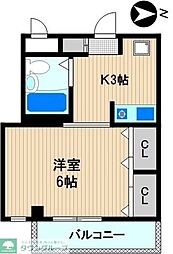カーサ江端 1Kの間取図画像