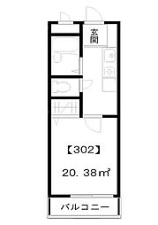 アンソレイエ 1Kの間取図画像
