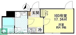 ポタッシュ川崎大師 ワンルームの間取図画像