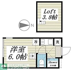 エリアサイワイ ワンルームの間取図画像