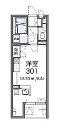 レオネクストテルス 1Kの間取図画像