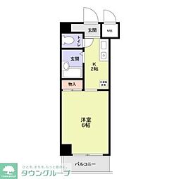 フローレス中原3 1Kの間取図画像