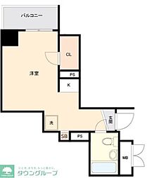 スカイコート川崎5 ワンルームの間取図画像