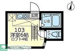 ユナイト新町セントフランシス ワンルームの間取図画像