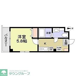 ポッドクレスト 1Kの間取図画像