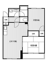 ワコー花月 2LDKの間取図画像