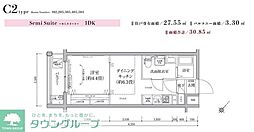 ティモーネグランデ新川崎 1DKの間取図画像
