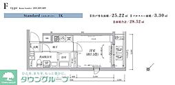ティモーネグランデ新川崎 1Kの間取図画像
