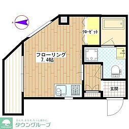 アンシャンテ2 ワンルームの間取図画像