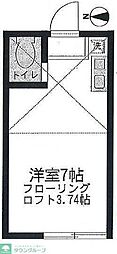 ユナイト川崎大師エル・パティオ ワンルームの間取図画像