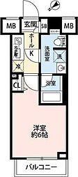 エルグランジュテ川崎 1Kの間取図画像
