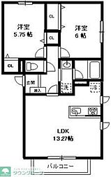シナールハイム 2LDKの間取図画像