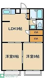 クレール新川崎 2LDKの間取図画像