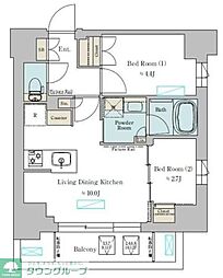 Brillia ist 武蔵小杉 2LDKの間取図画像