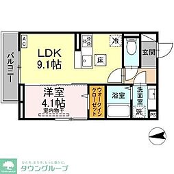 D Paina 田尻町 1LDKの間取図画像