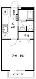 第6幸永ハイツ 1Kの間取図画像