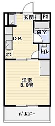 イーグル3 1DKの間取図画像