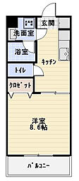 フォンティーヌ3 1Kの間取図画像