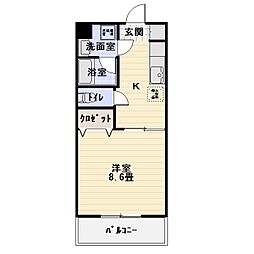 ジュメリア 1Kの間取図画像