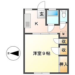 南町ニュータウンC 1DKの間取図画像