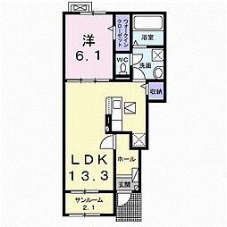佐久市猿久保アパート 1LDKの間取図画像