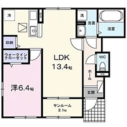 ゼン・クオーレ佐久平 1LDKの間取図画像